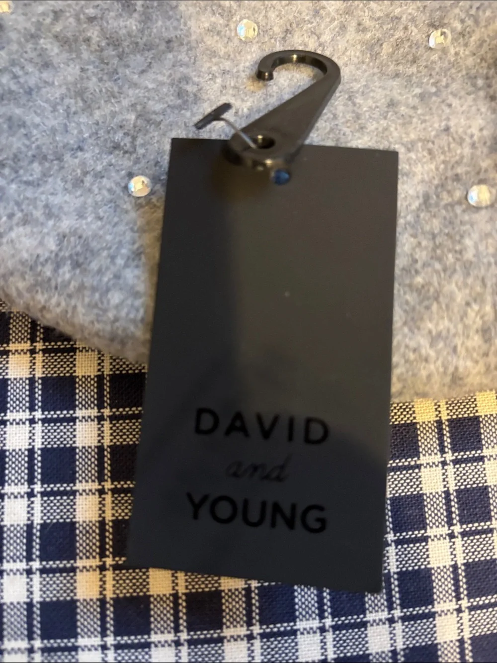David and Young Light Gray Sequin Wool Beret